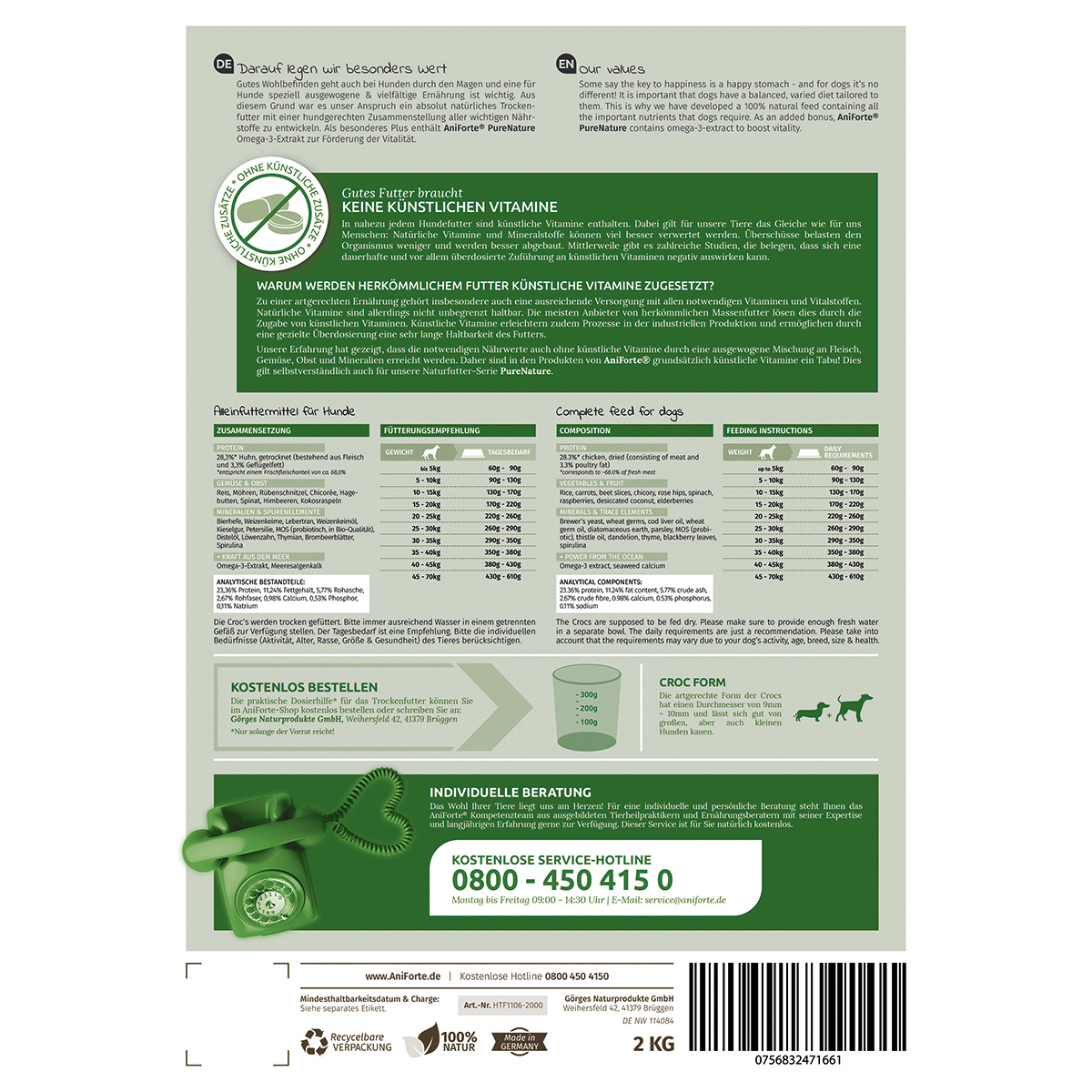BARF Online bestellen - Etikett Purenature Trockenfutter LanDchicken 2kg Rs 1200x1200 72Dpi